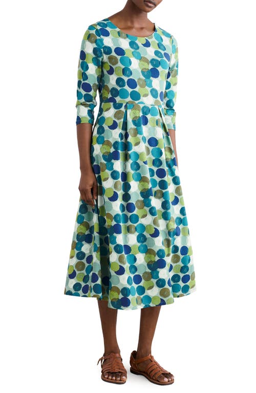Seasalt Cornwall Veronica Print Stretch Organic Cotton Jersey Midi Dress In Green