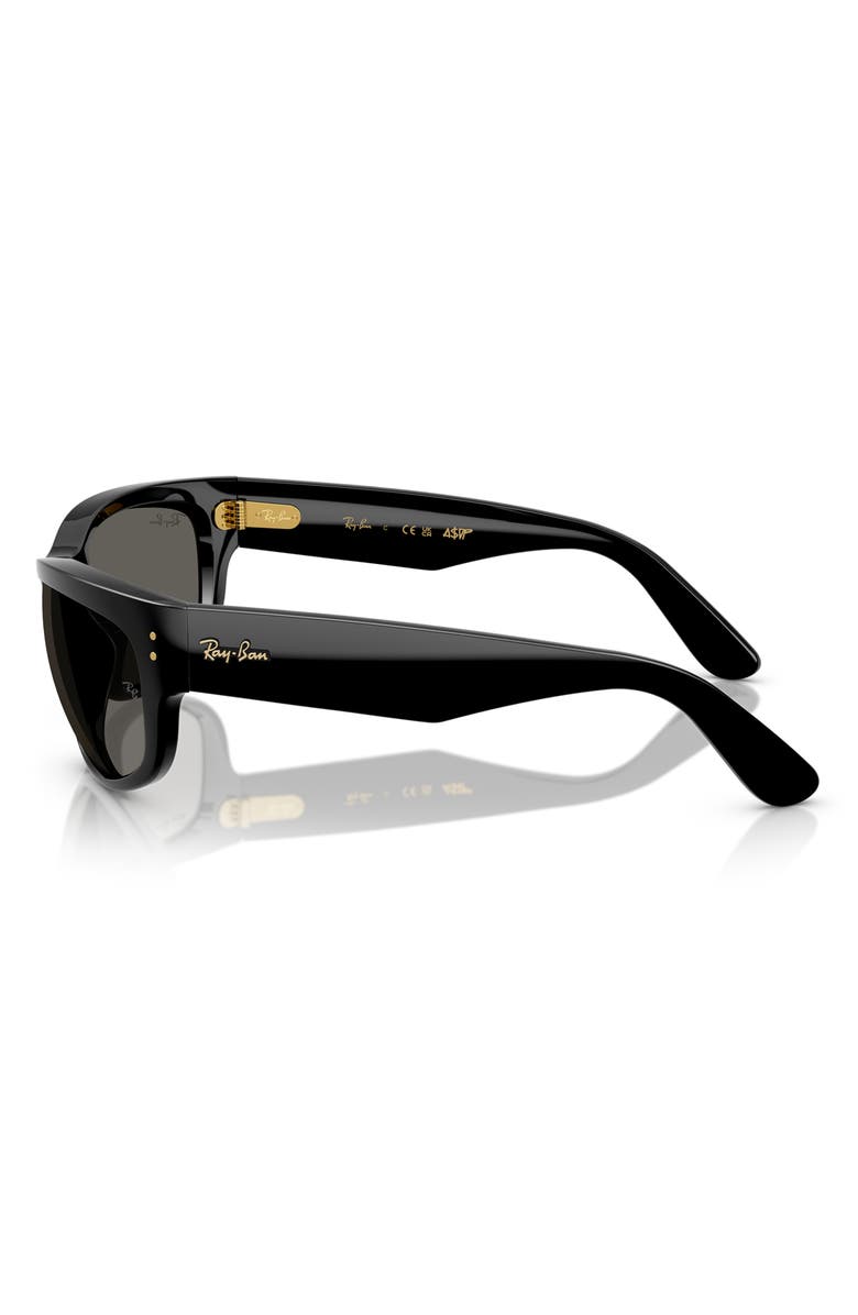 Ray-Ban x A$AP Rocky Blacked Out Mega Balorama 63mm Rectangle Sunglasses, Alternate, color, Black/ Dark Grey
