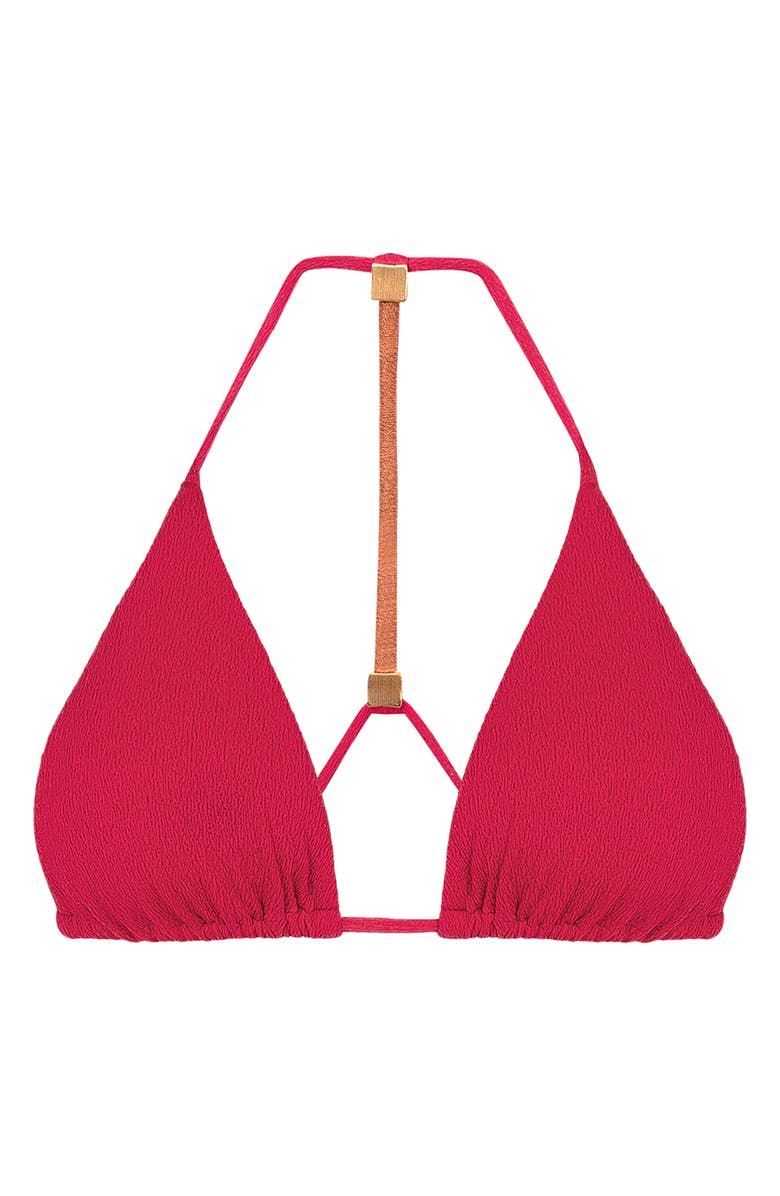 ViX Paula Hermanny Firenze Aika T-Back Beaded Triangle Bikini Top, Alternate, color, Red