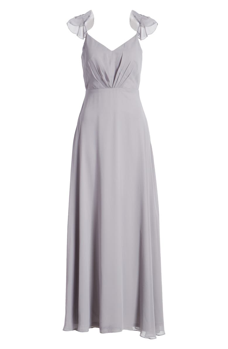BIRDY GREY Flutter Sleeve Chiffon Gown, Alternate, color, 