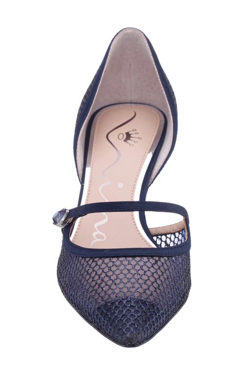 Nina Nashly Pointed Toe Cap Toe Mary Jane Pump In Blue