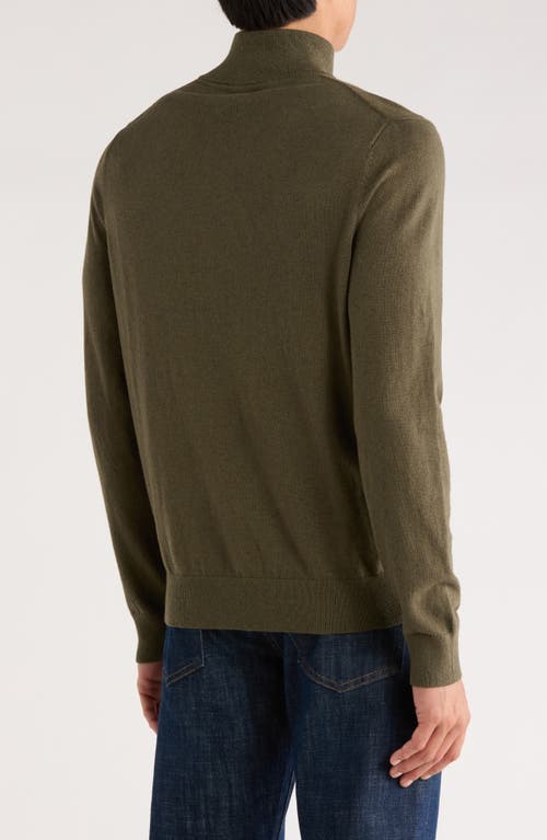 14th & Union 14th And Union Cotton Cashmere Quarter Zip Trim Fit Sweater In Green