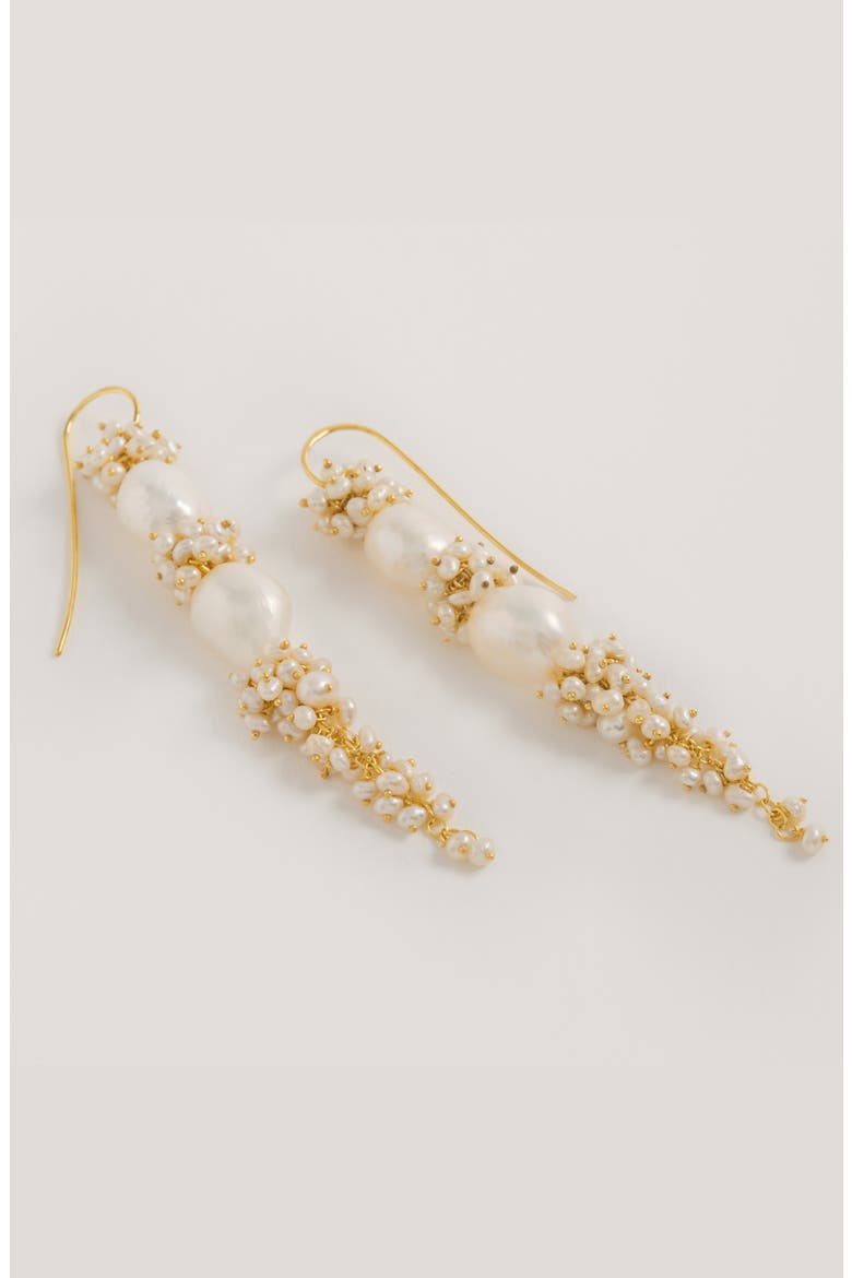 Baroque Pearl Long Drops, Alternate, color, Gold
