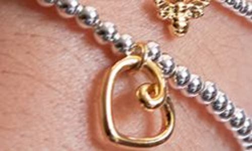 Estella Bartlett Heart Beaded Stretch Bracelet In Gold