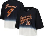Majestic Threads Women's Majestic Threads Joe Burrow Black/White Cincinnati Bengals Dip-Dye Player Name & Number Crop Top