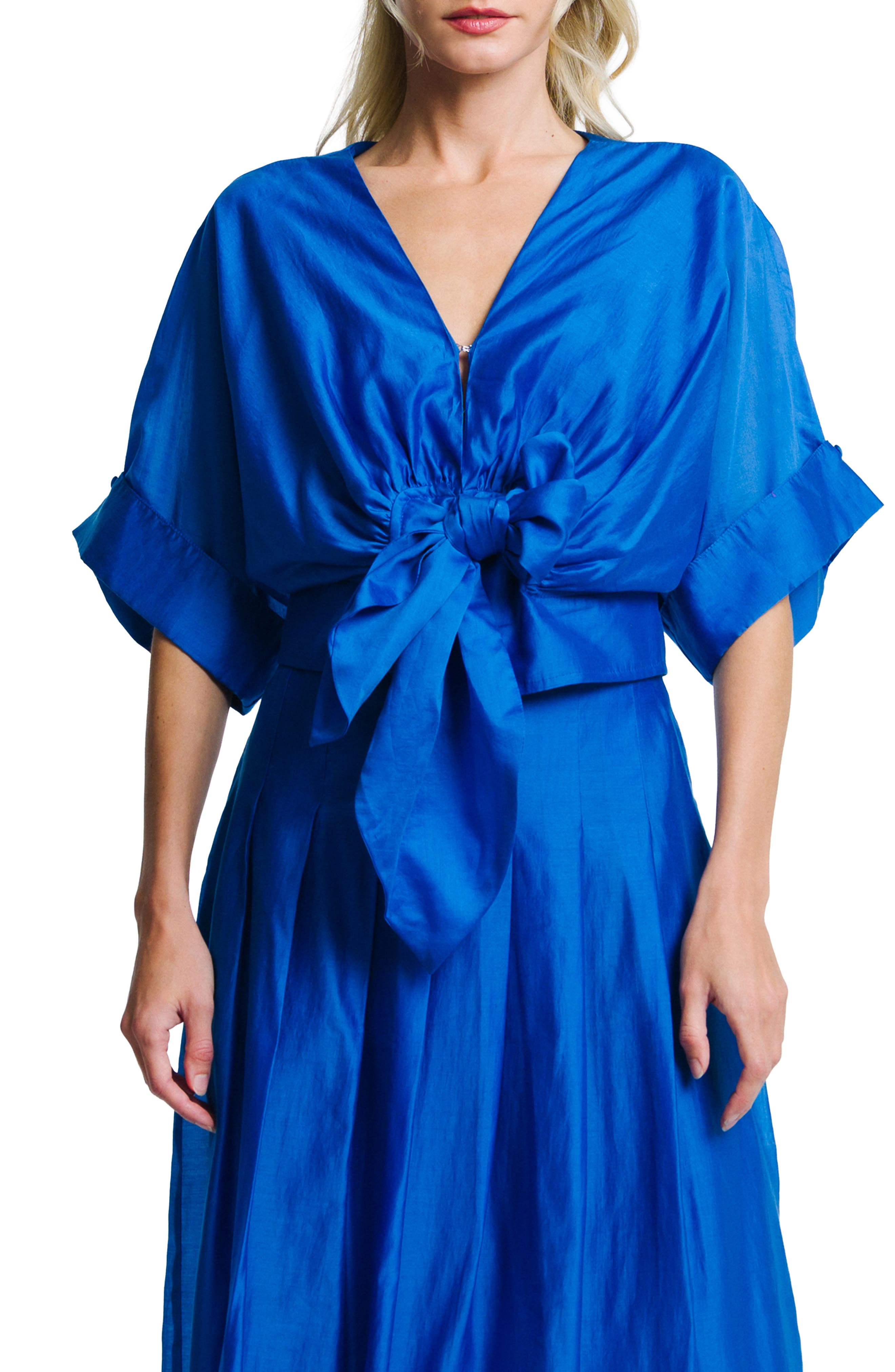 Ciebon Clarisa Front Tie Top In Blue