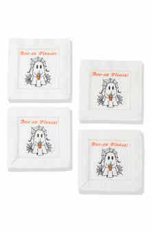 Boo-Ze Please Embroidered Linen Cocktail Napkins