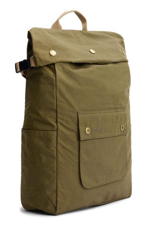 Barbour Transport Foldover Top Cotton Backpack In Dusky Green