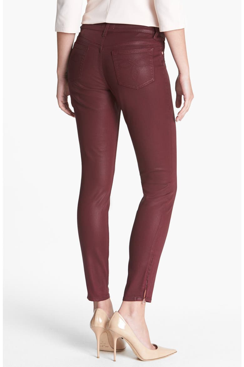 Wax Coated Skinny Jeans, Alternate, color, OXBLOOD