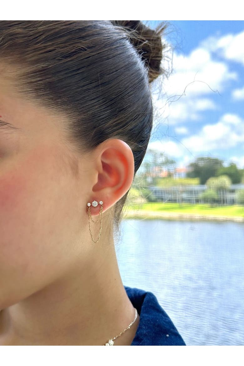 Starlight Bar Chain Lab Diamond Studs in 14K Gold, Alternate, color, Yellow Gold