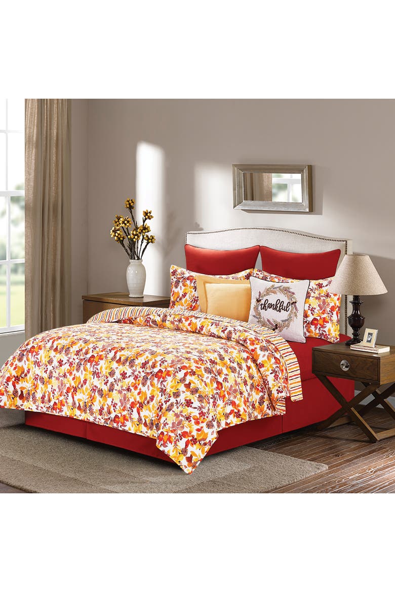 Cordelia Cotton Quilt Set  - Reversible and Machine Washable, Main, color, Orange