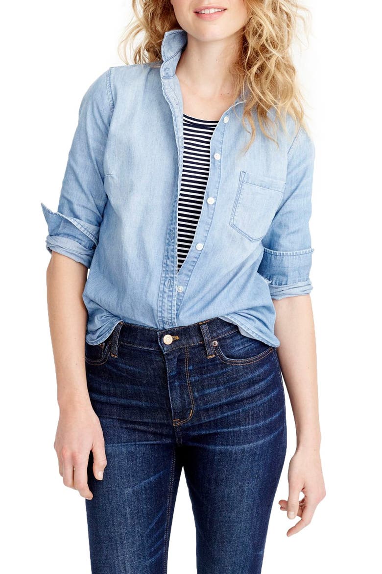 J.Crew Always Chambray Shirt, Main, color, INDIGO
