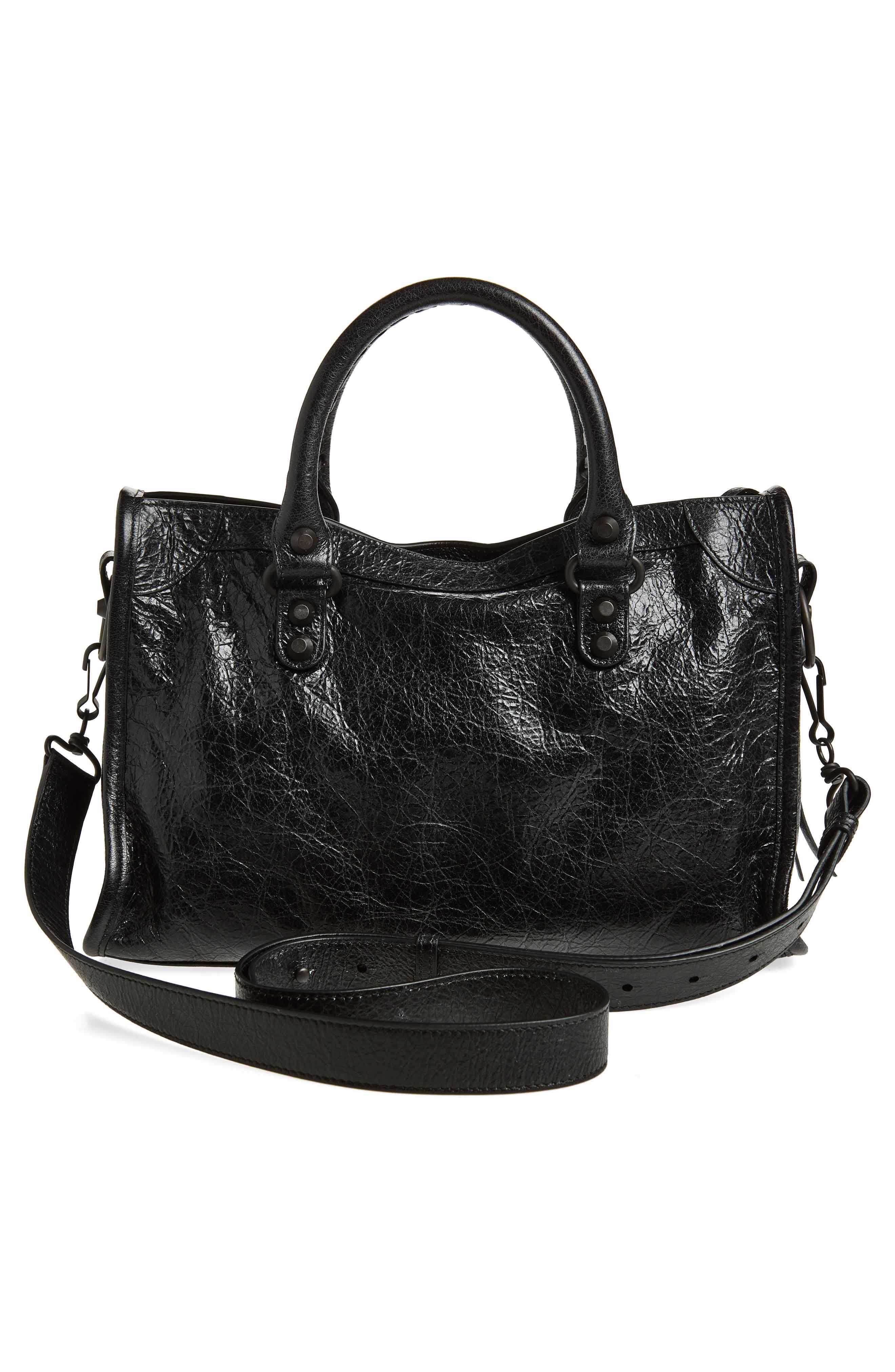 Balenciaga Small Le City Leather Satchel, Alternate, color, 1000 Black
