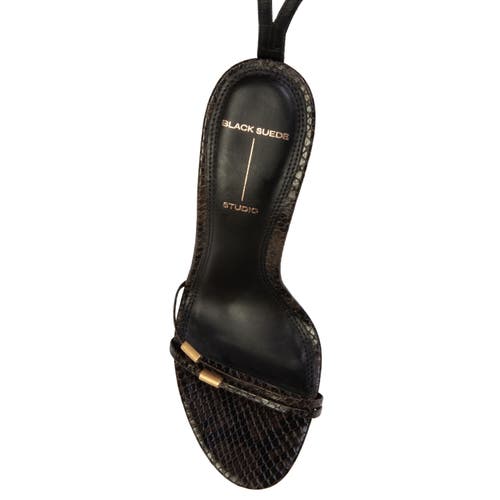 Black Suede Studio Britanny Strappy Snake Sandal In Black