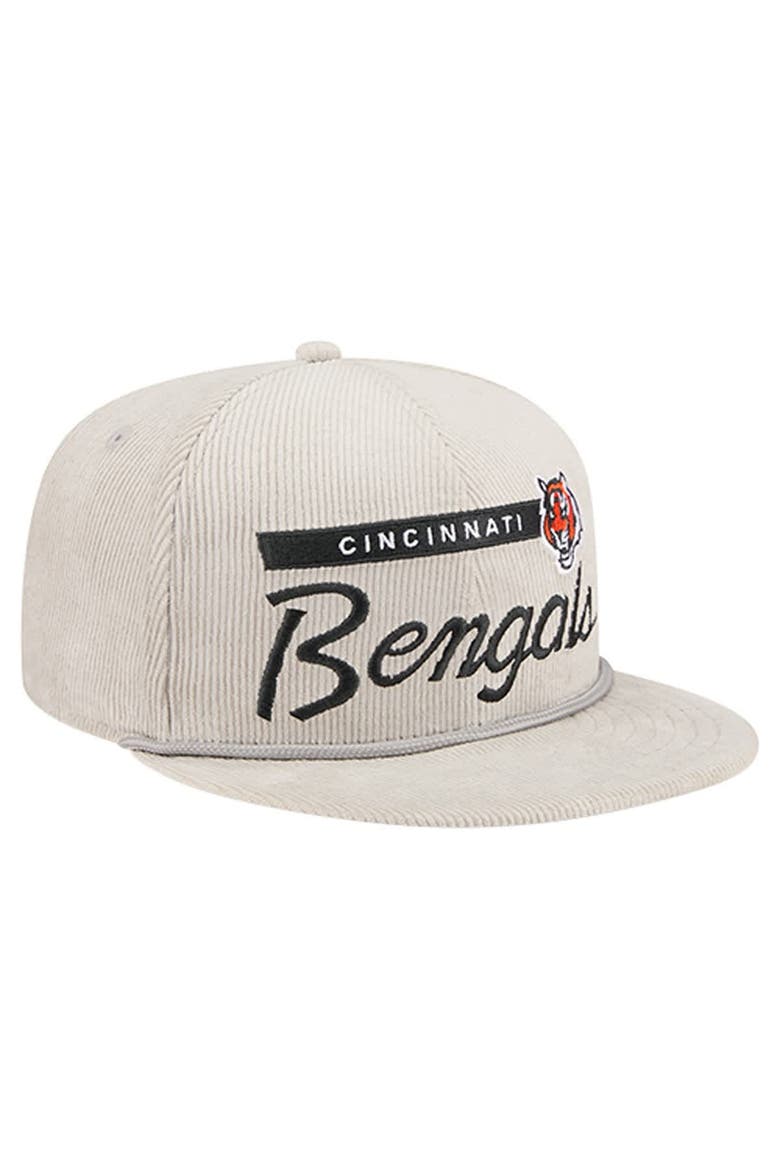Men's New Era Gray Cincinnati Bengals Cord Rope Corduroy 9FIFTY Snapback Hat, Alternate, color, Gray