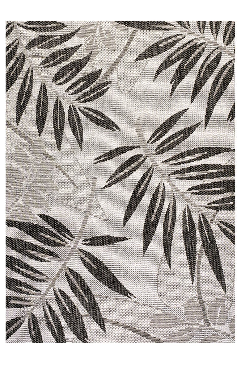 JONATHAN Y Havana Tropical Palm Leaf Indoor/Outdoor Area Rug, Main, color, Gray/Black