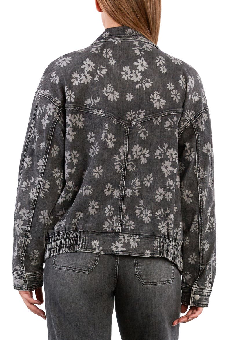 Floral Stretch Denim Jacket, Alternate, color, GREY FLORAL DENIM