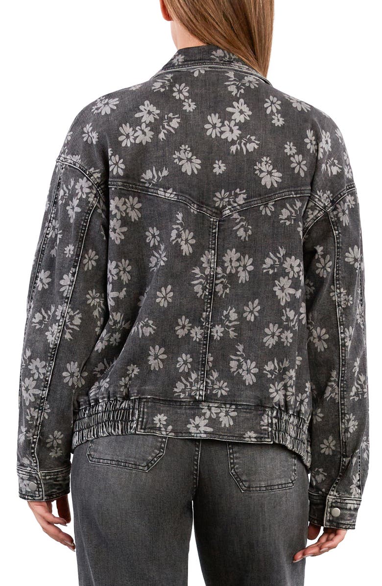 HINT OF BLU Floral Stretch Denim Jacket, Alternate, color, Grey Floral Denim