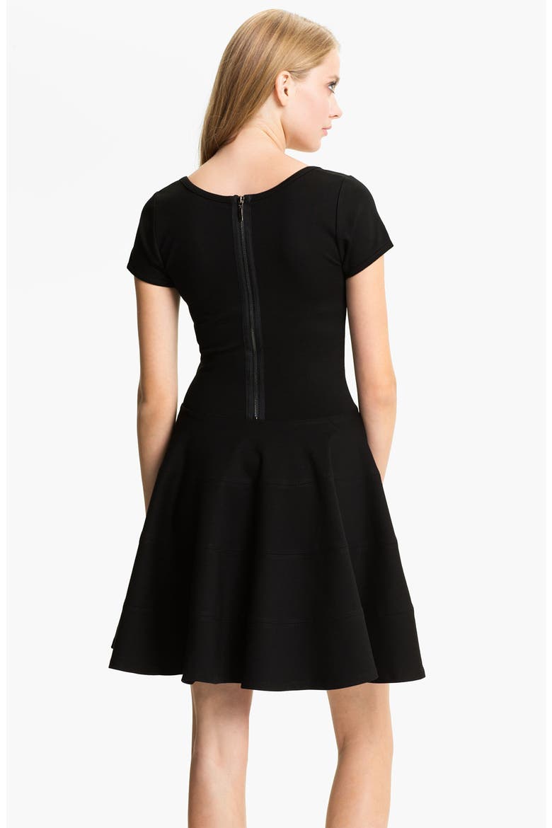 Ponte Knit Fit & Flare Dress (Nordstrom Exclusive), Alternate, color, BLACK