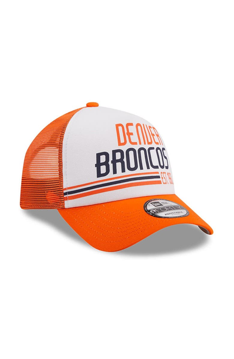 New Era Men's New Era White/Orange Denver Broncos Stacked A-Frame Trucker 9FORTY Adjustable Hat, Alternate, color, White