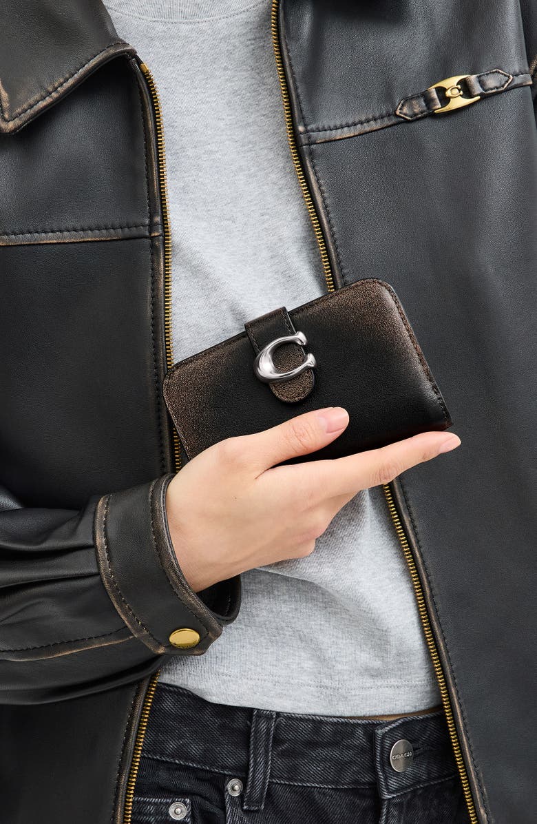 COACH Tabby Loved Leather Wallet, Alternate, color, Black Brown