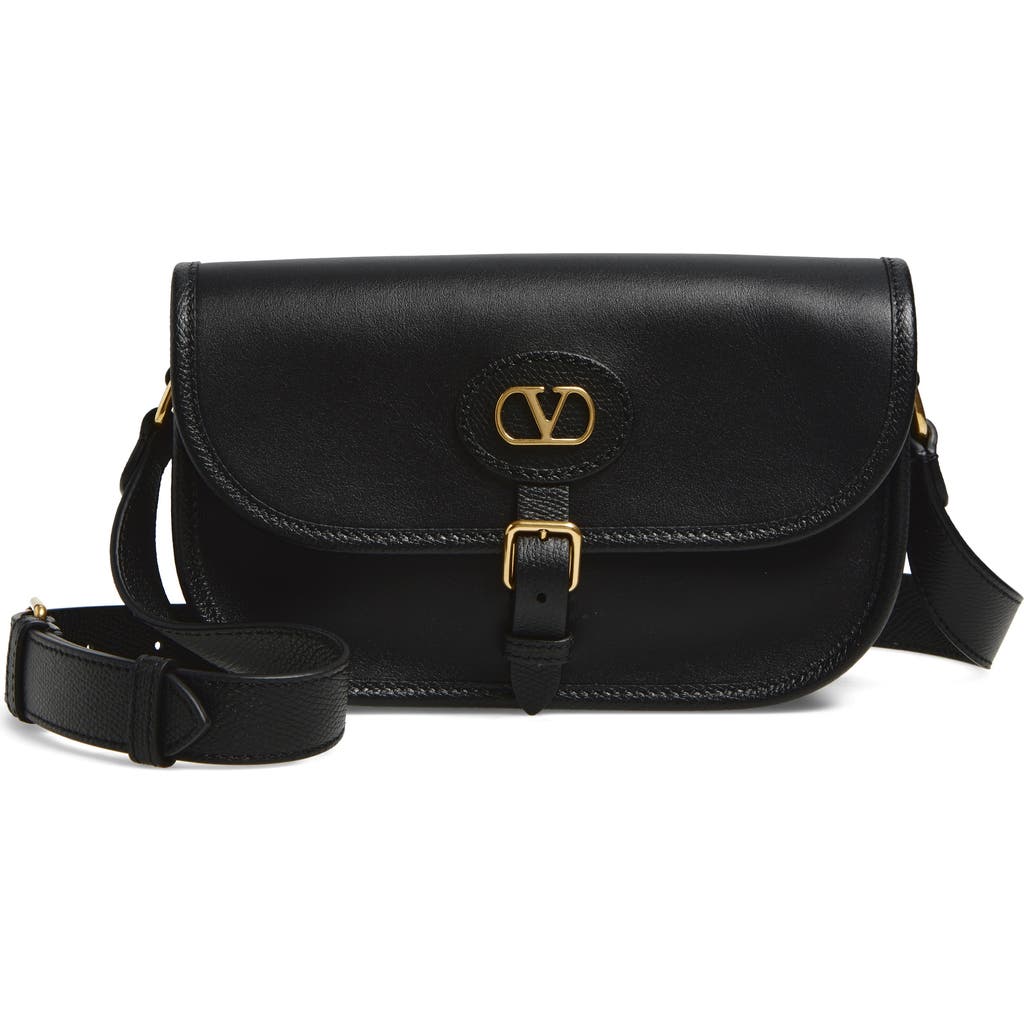 Valentino Garavani Antibes Leather Crossbody Bag Adjustable Strap In Black