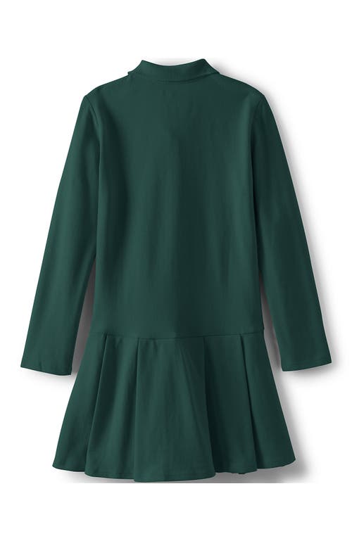 LANDS' END LANDS' END GIRLS LONG SLEEVE MESH PLEATED POLO DRESS