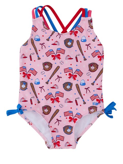 Girls UPF50+ Sun Protected Cross-Back One Piece