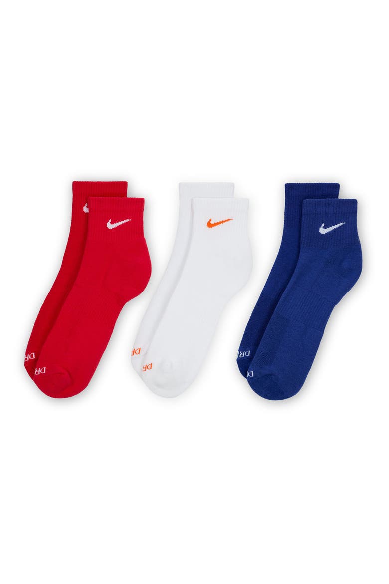 Dri-FIT Everyday Plus 3-Pack Cushioned Training Ankle Socks, Alternate, color, WHITE MULTI-COLOR