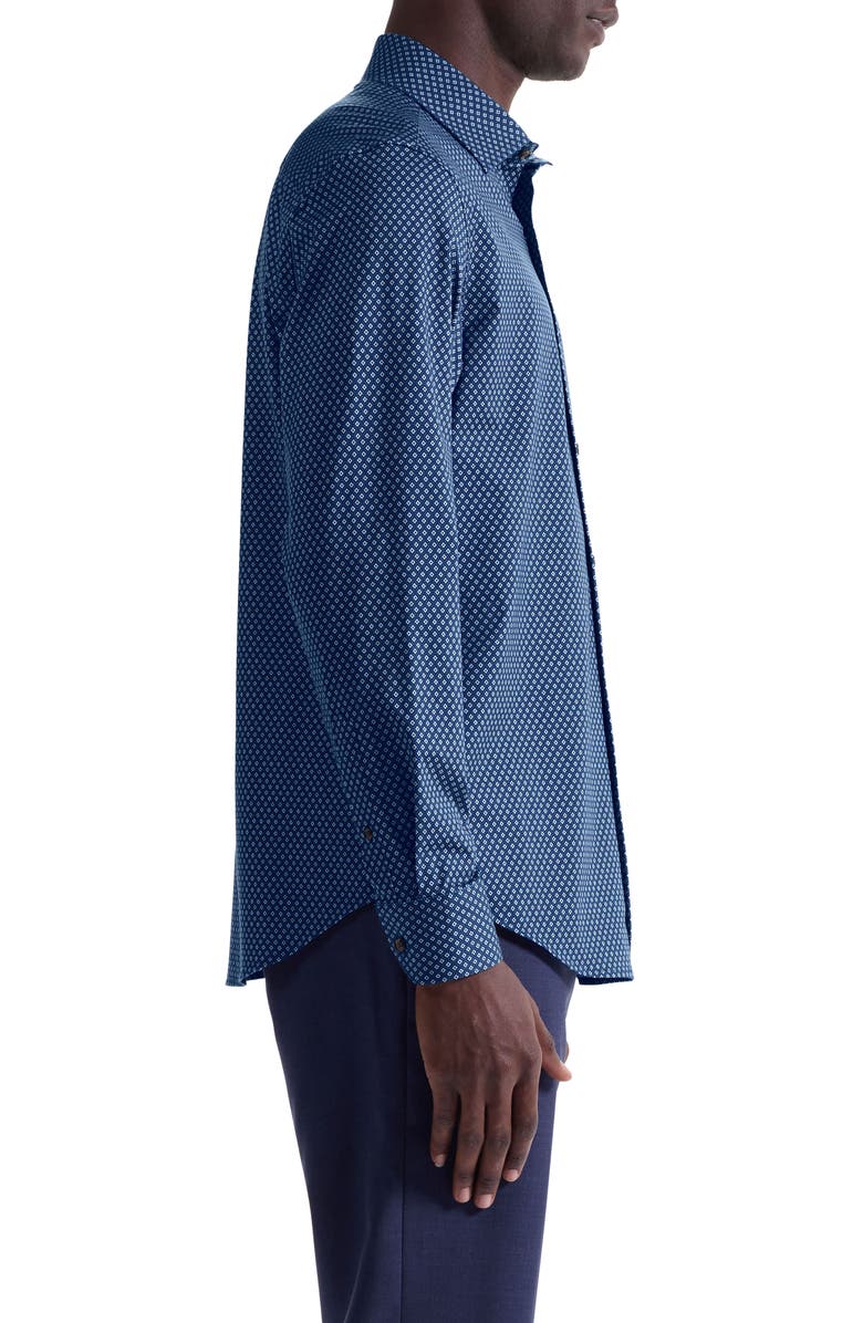 Bugatchi James OoohCotton<sup>®</sup> Geo Button-Up Shirt, Alternate, color, Navy