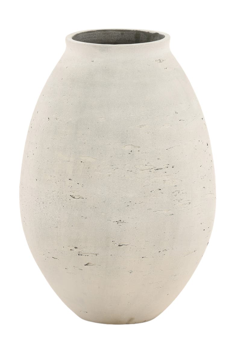 Althea Cement Outdoor Vase, Main, color, Antique White - Large