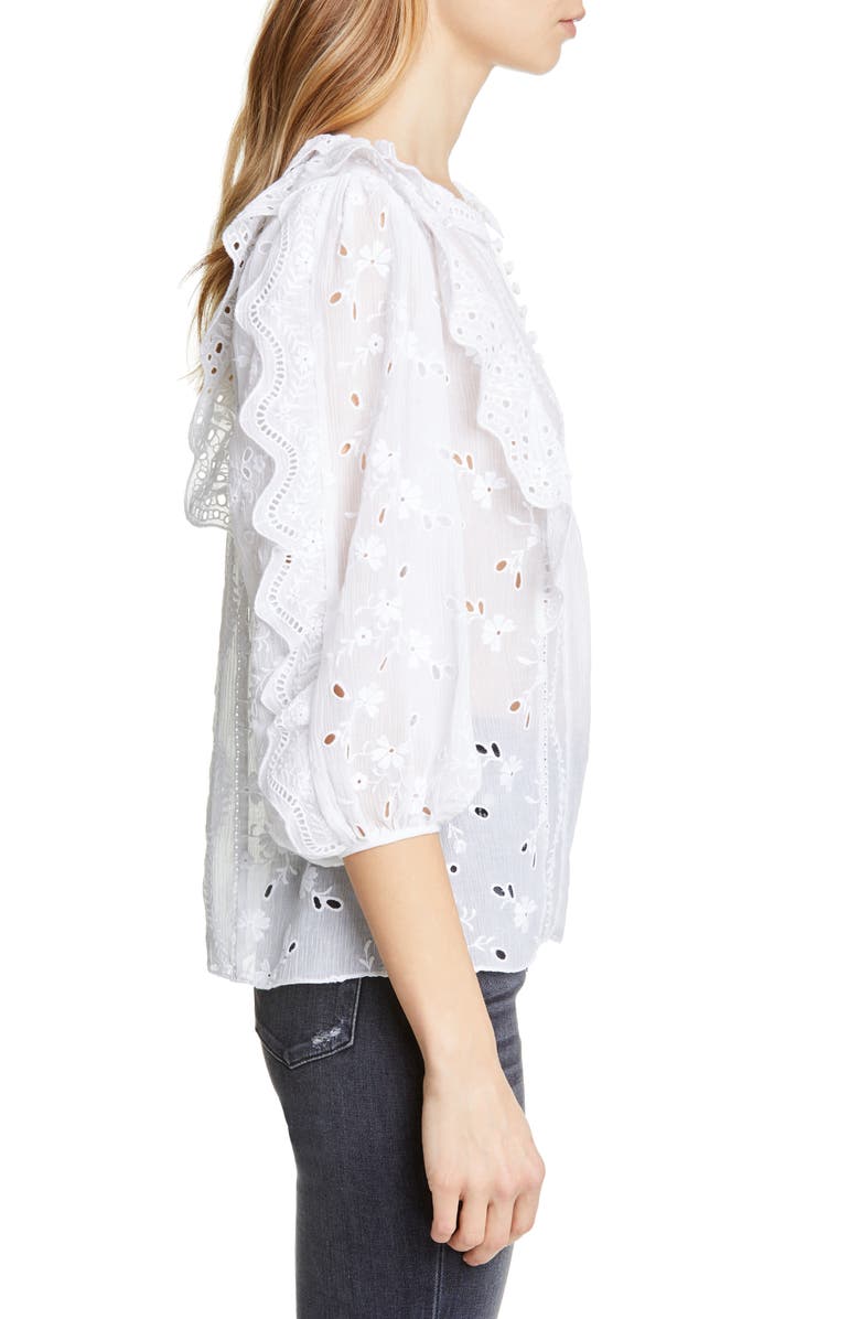 Rebecca Taylor Livy Ruffle Eyelet Top, Alternate, color, 