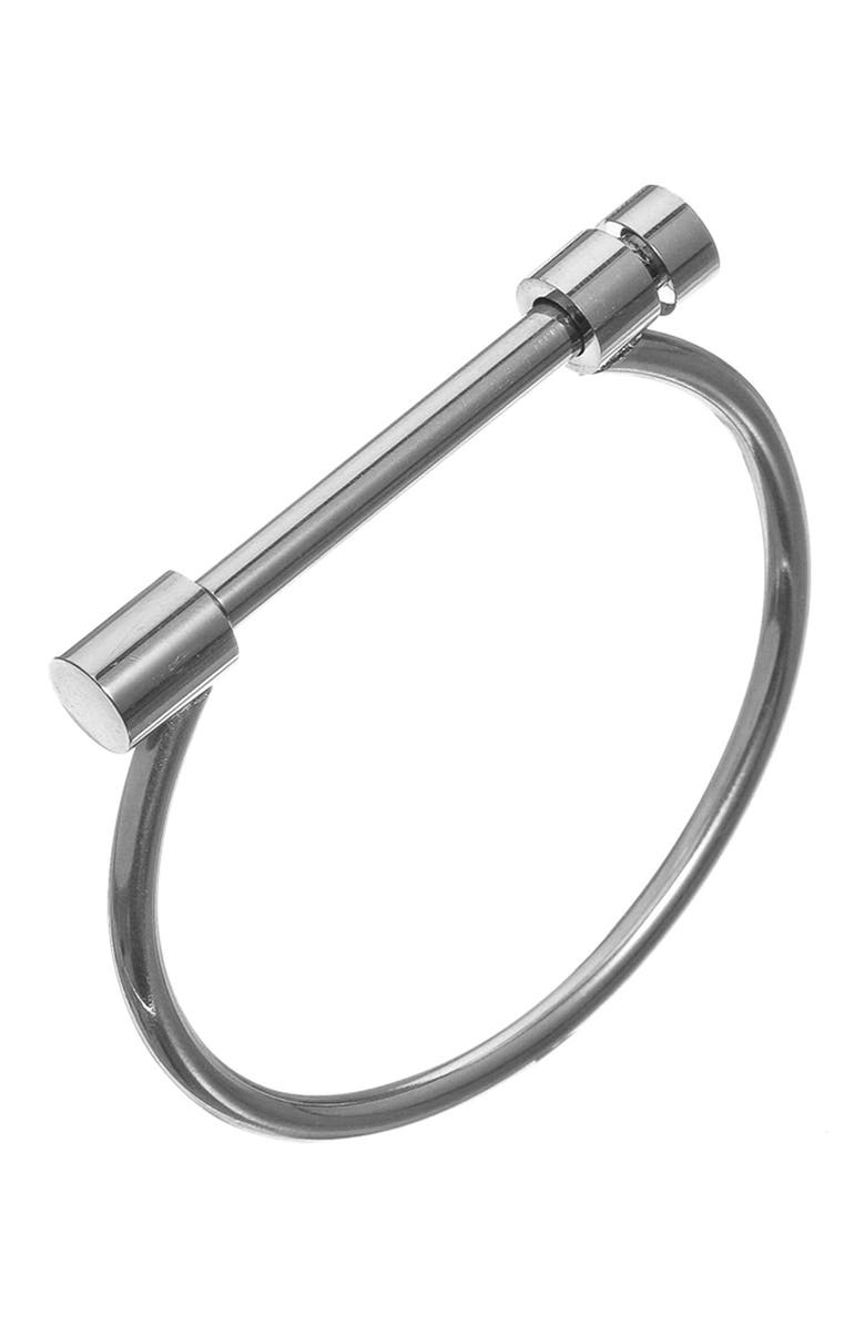 EYE CANDY LOS ANGELES Melanie Titanium Screw Cuff Bracelet, Main, color, Silver