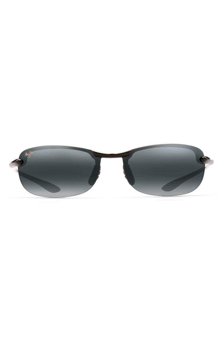 Maui Jim Makaha 63mm Polarized Round Sunglasses, Main, color, Black