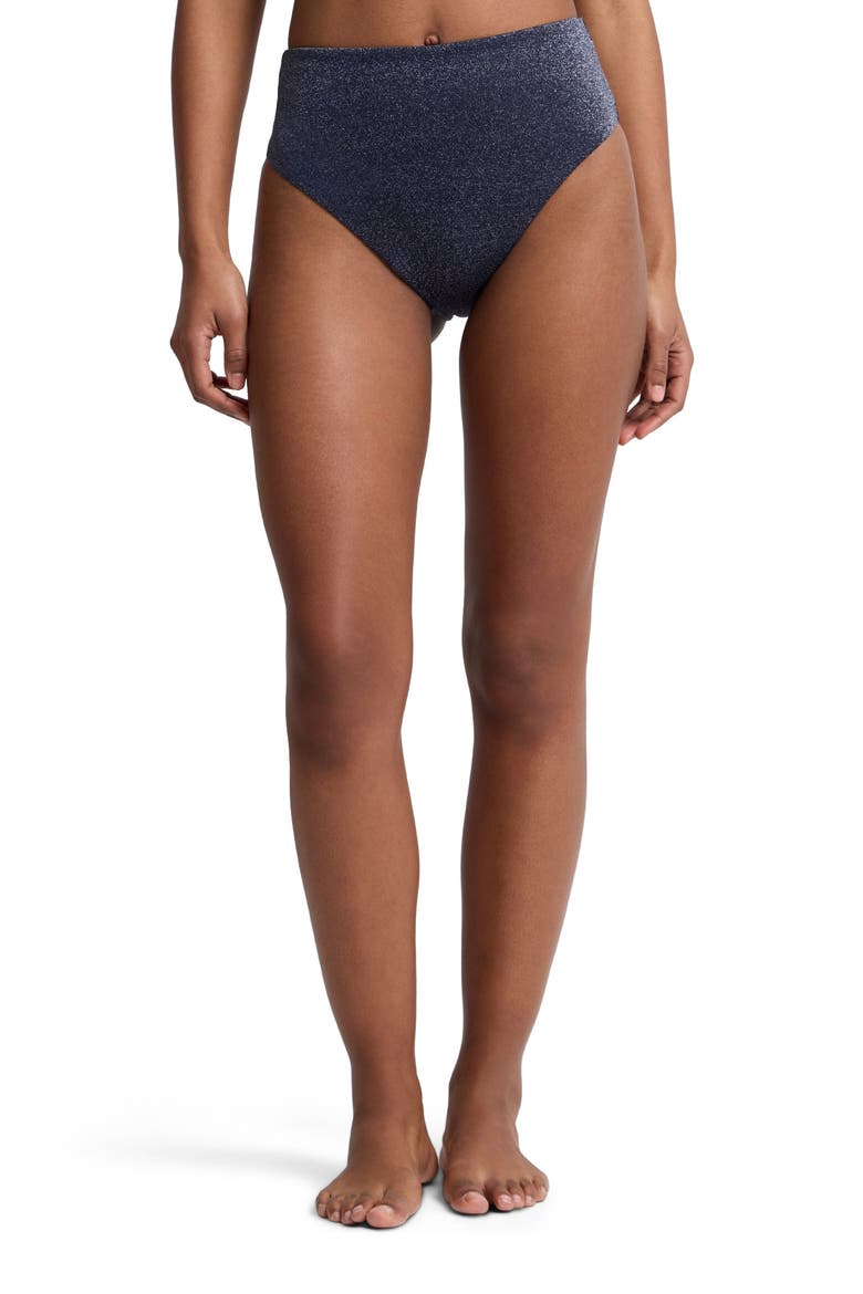 Clara High-Rise Bikini Bottom, Alternate, color, Noir Navy