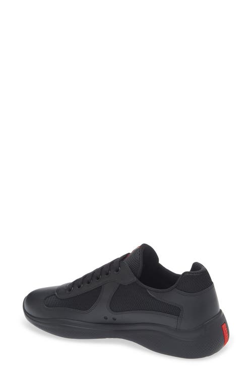 Prada Fabric And Leather America S Cup Sneakers In Nero
