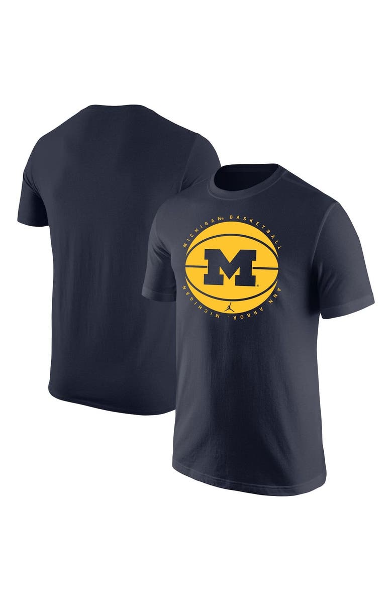 Jordan Brand Men's Jordan Brand Navy Michigan Wolverines Basketball Logo T-Shirt, Alternate, color, 