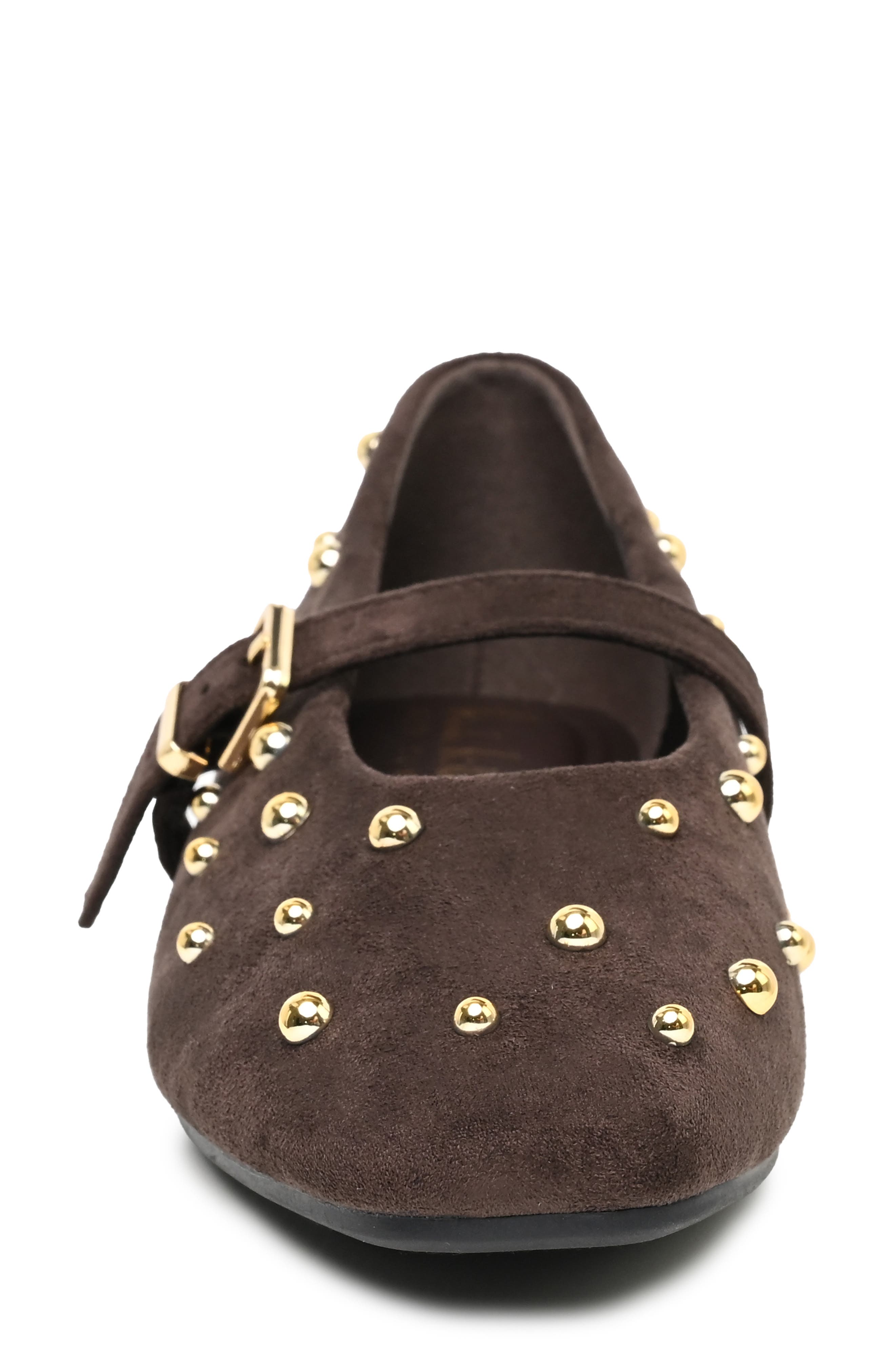 Fiona Studded Mary Jane Flat, Alternate, color, BROWN MICRO