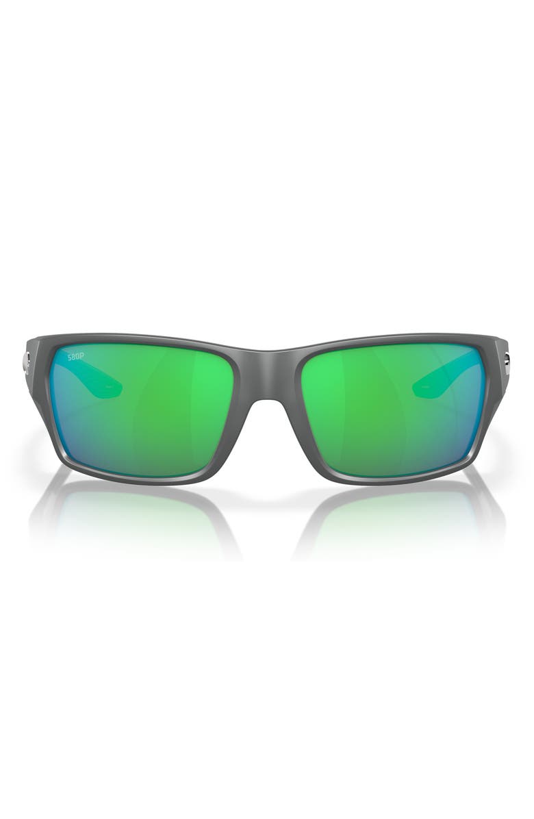Costa Del Mar Tailfin 57mm Polarized Rectangular Sunglasses, Main, color, Matte Gray/ Green Mirror 580P