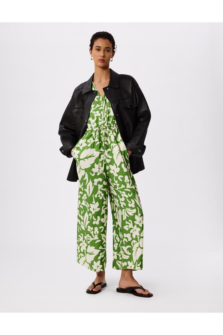 Floral Tie Waist Jumpsuit, Alternate, color, Grn/Multi