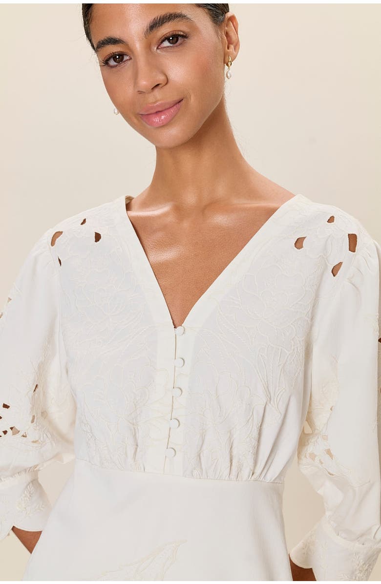 Rebecca Taylor Rachelle Button Front Dress, Alternate, color, Ivory