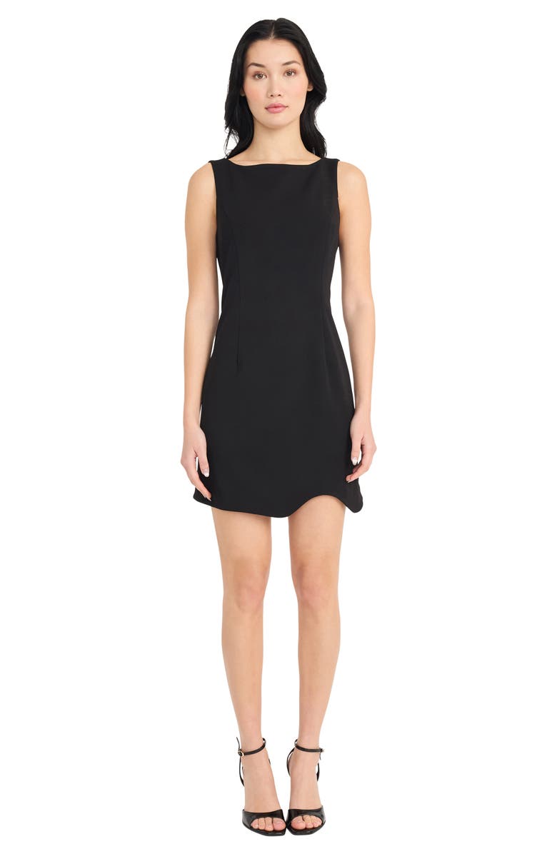 Donna Morgan Sleeveless Curved Hem Minidress, Alternate, color, Black