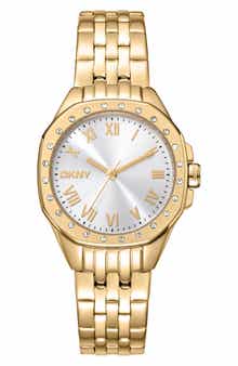 Crystal Bezel Three Hand Quartz Bracelet Watch, 30mm
