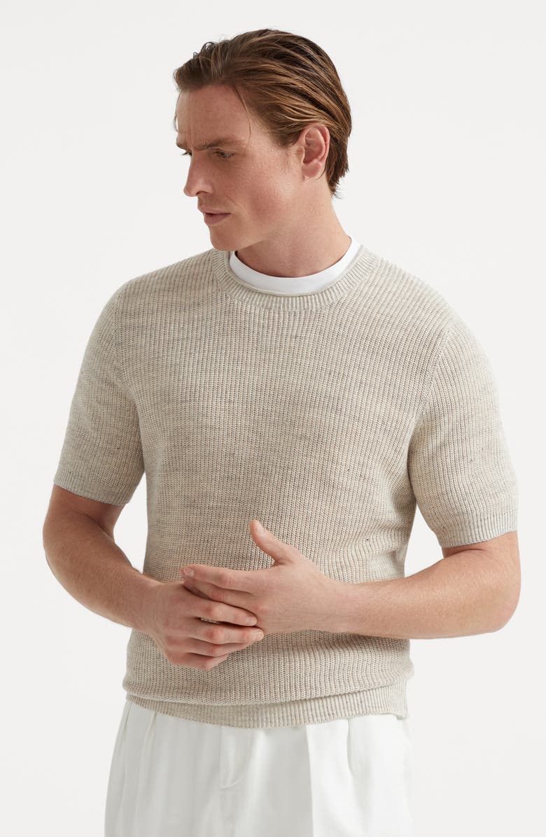 Brunello Cucinelli Linen and cotton T-shirt, Alternate, color, 