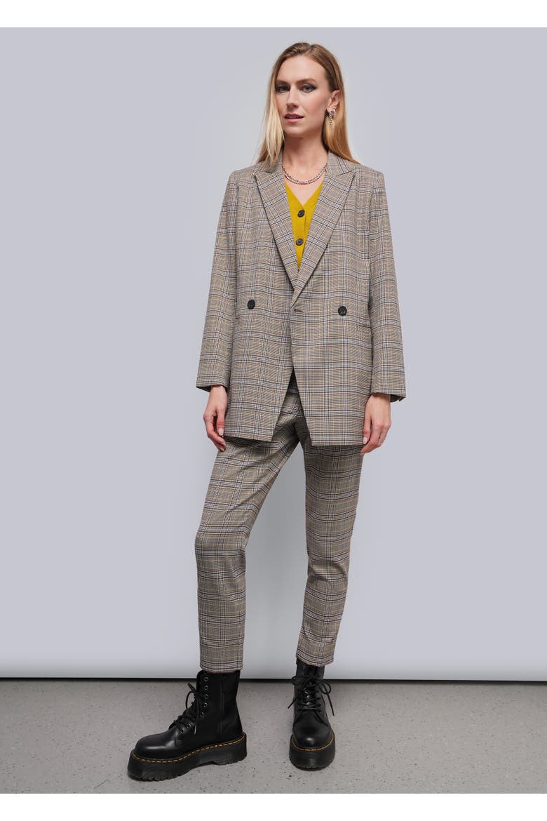 The Empower Plaid Double Breasted Blazer, Main, color, MOCHA