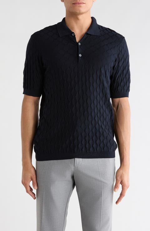 Dylan Cotton & Silk Jacquard Polo Sweater
