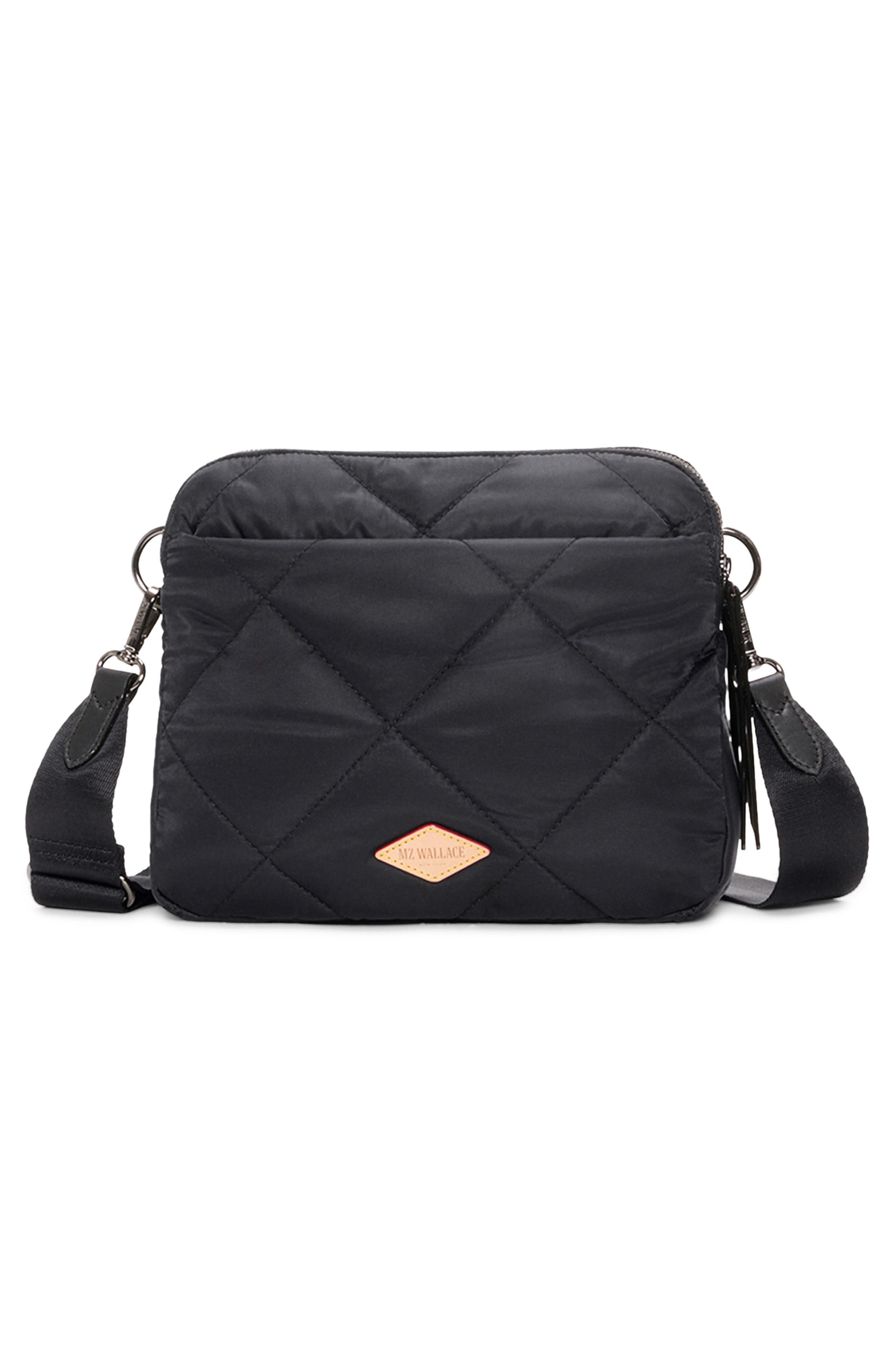 MZ Wallace Madison Quilted Nylon Crossbody Bag, Alternate, color, Black