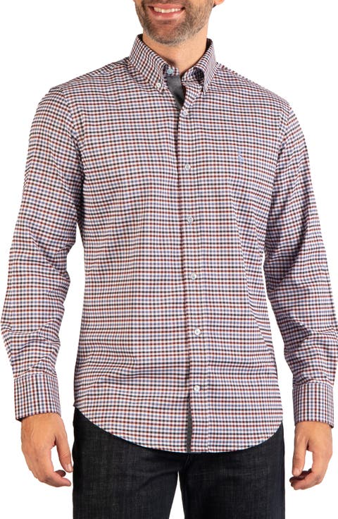 Regular Fit Gingham Long Sleeve Performance Shirt
