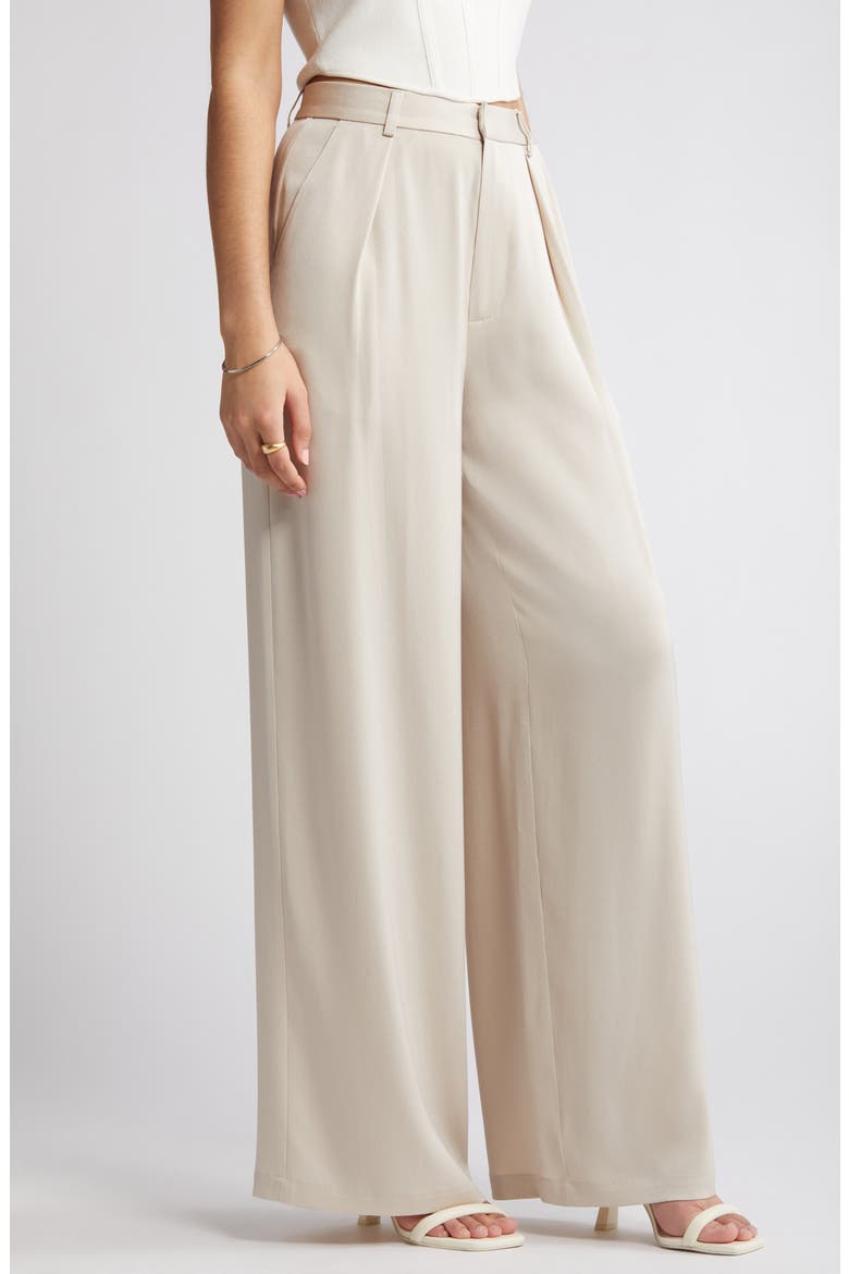 Jennie High Waist Wide Leg Satin Pants, Alternate, color, GREY