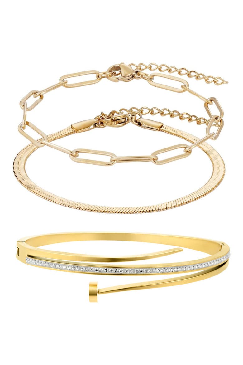 Set of 3 Assorted Bracelets, Main, color, GOLD